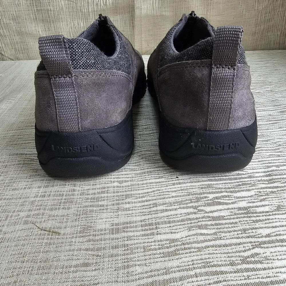 Lands End Womens Grey Suede All Weather Zip Front Walking Shoes‎ Size 10B